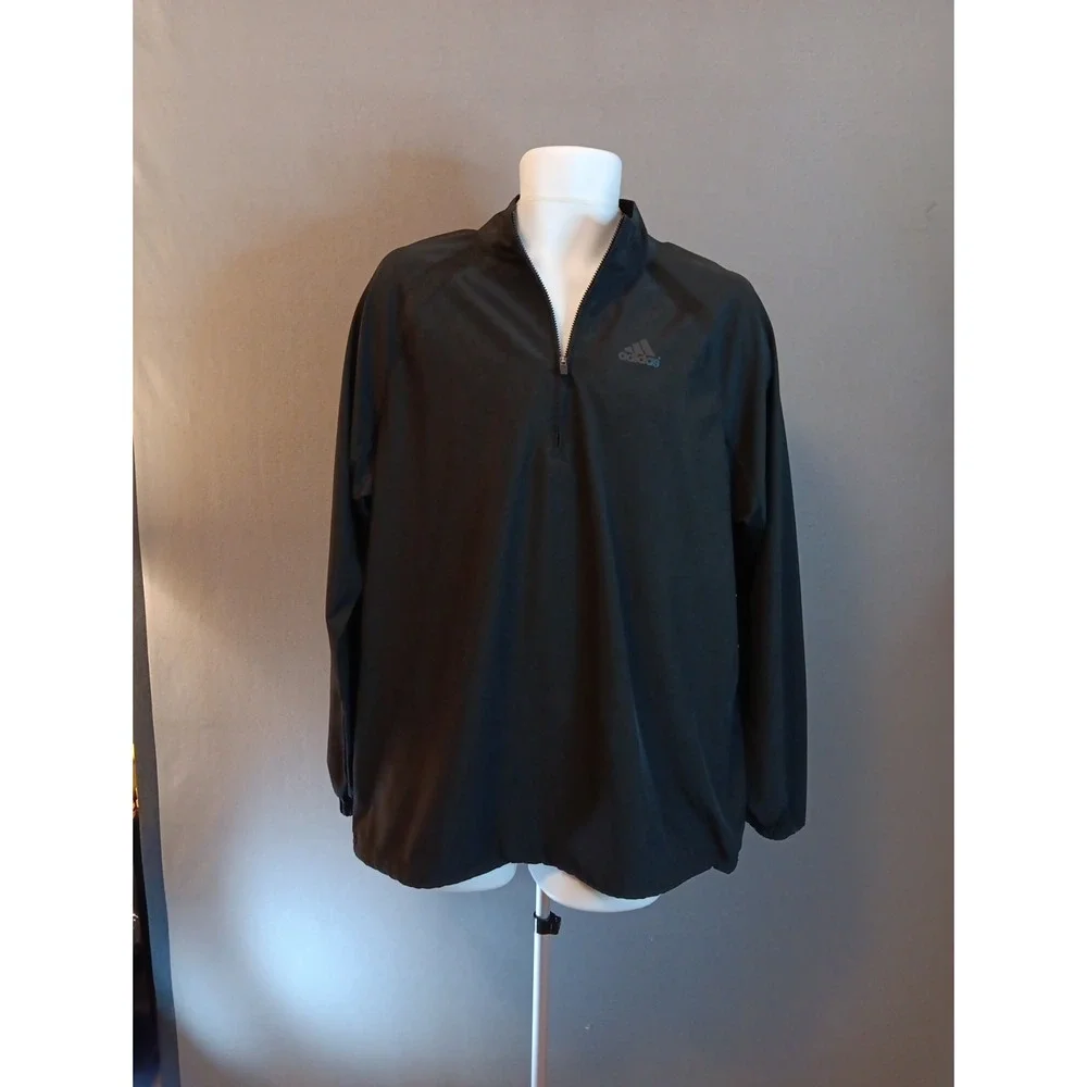 Adidas Mens 1/4 zip Golf pull over‎ jacket- Black Sz XL Vented Lightweight